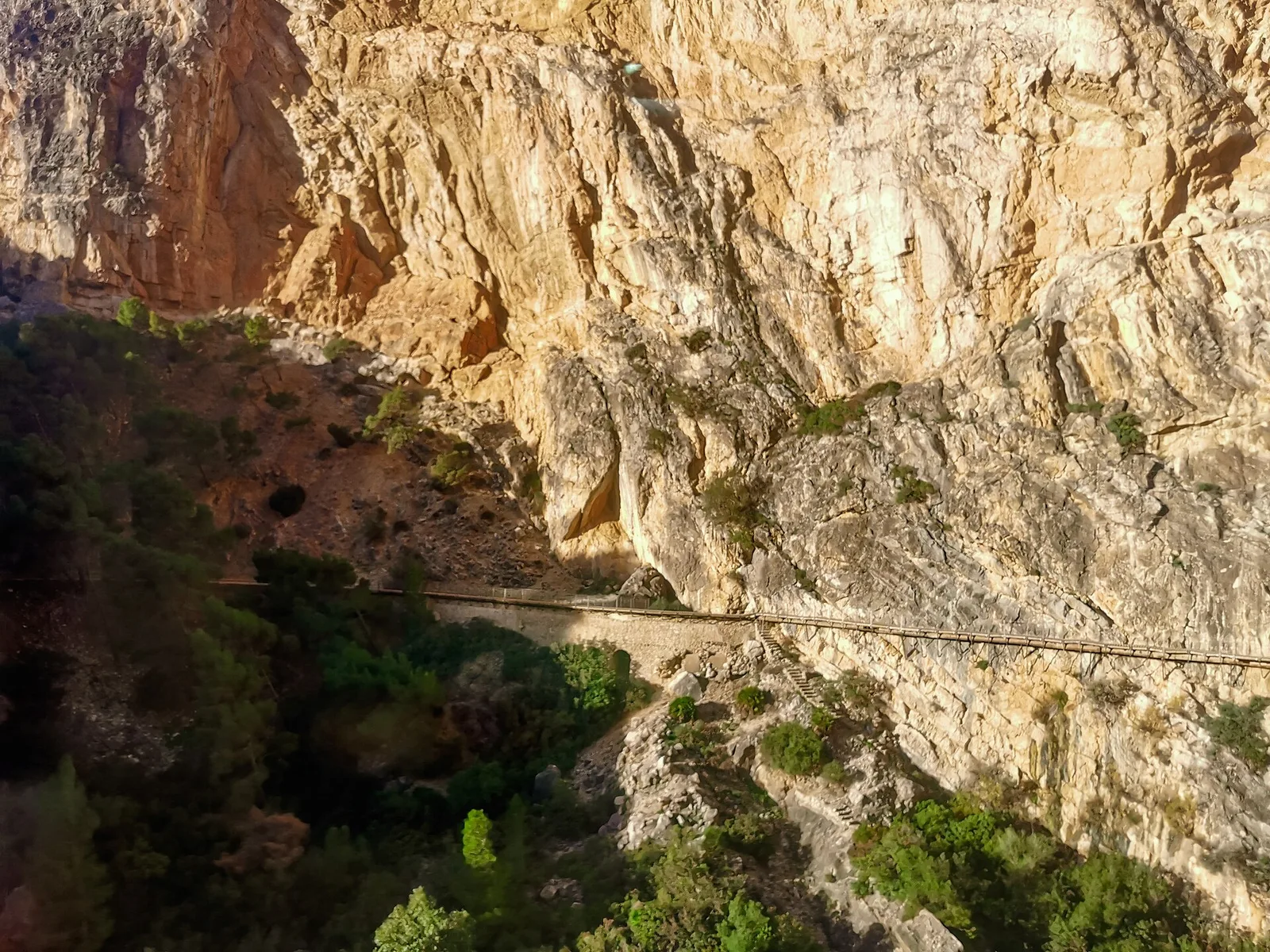 The Caminito del Rey walkway above the gorge