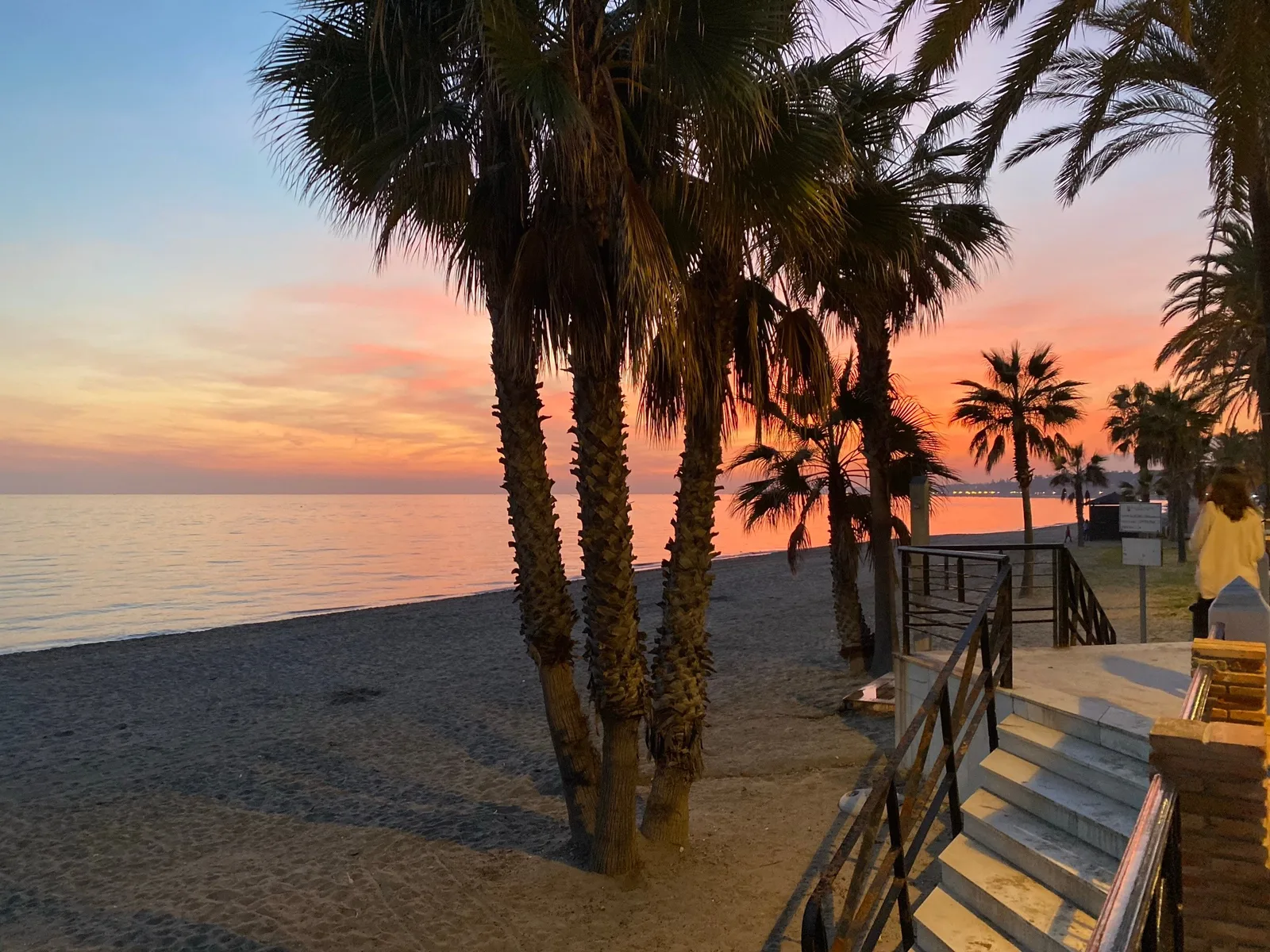 Sunset over the beach from the promenade
