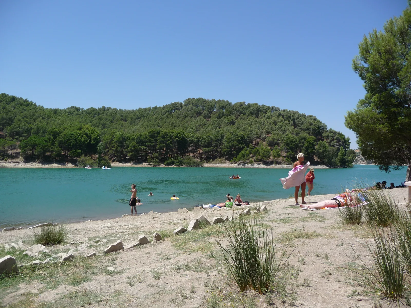 Swimming in the turquoise water at the El Chorro lakes