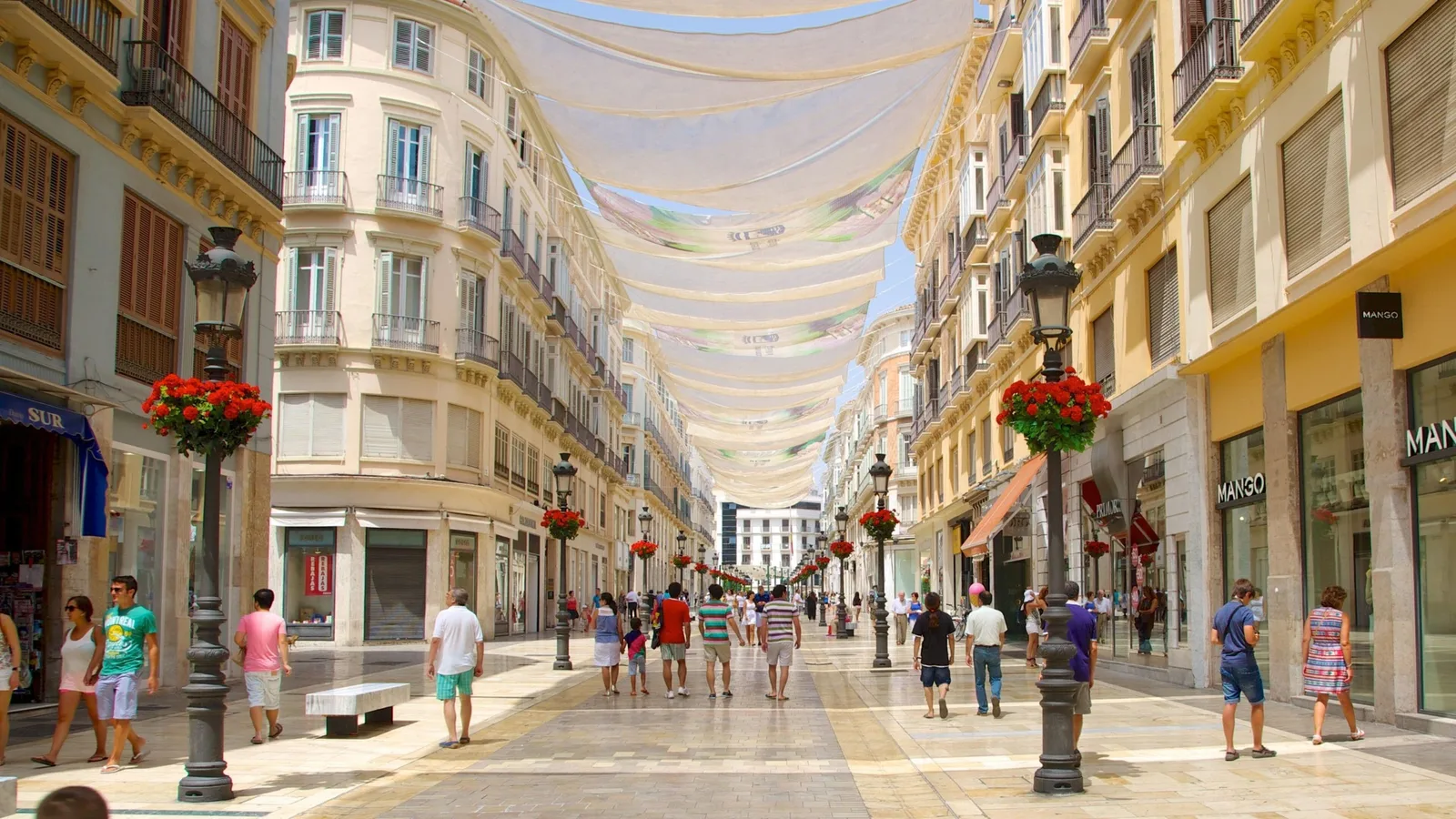 Calle Larios under its summer shade sails