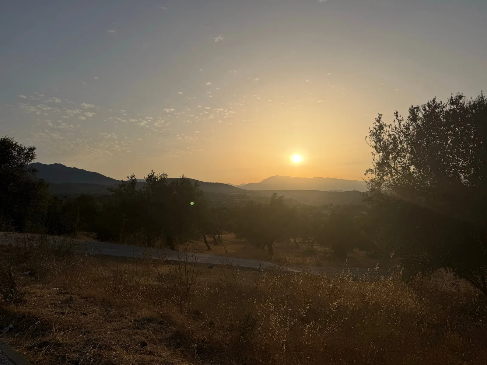 Sunset over the valley from the walk