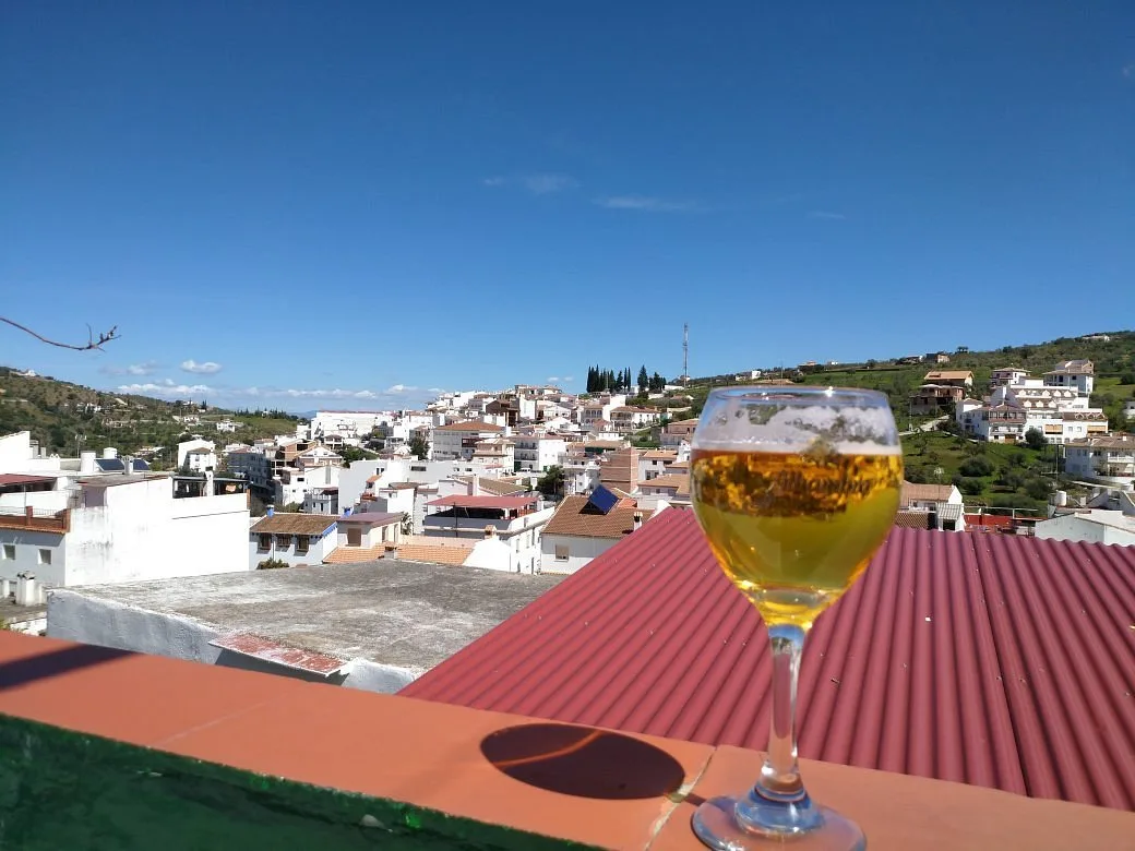 The shaded front terrace at La Alberca